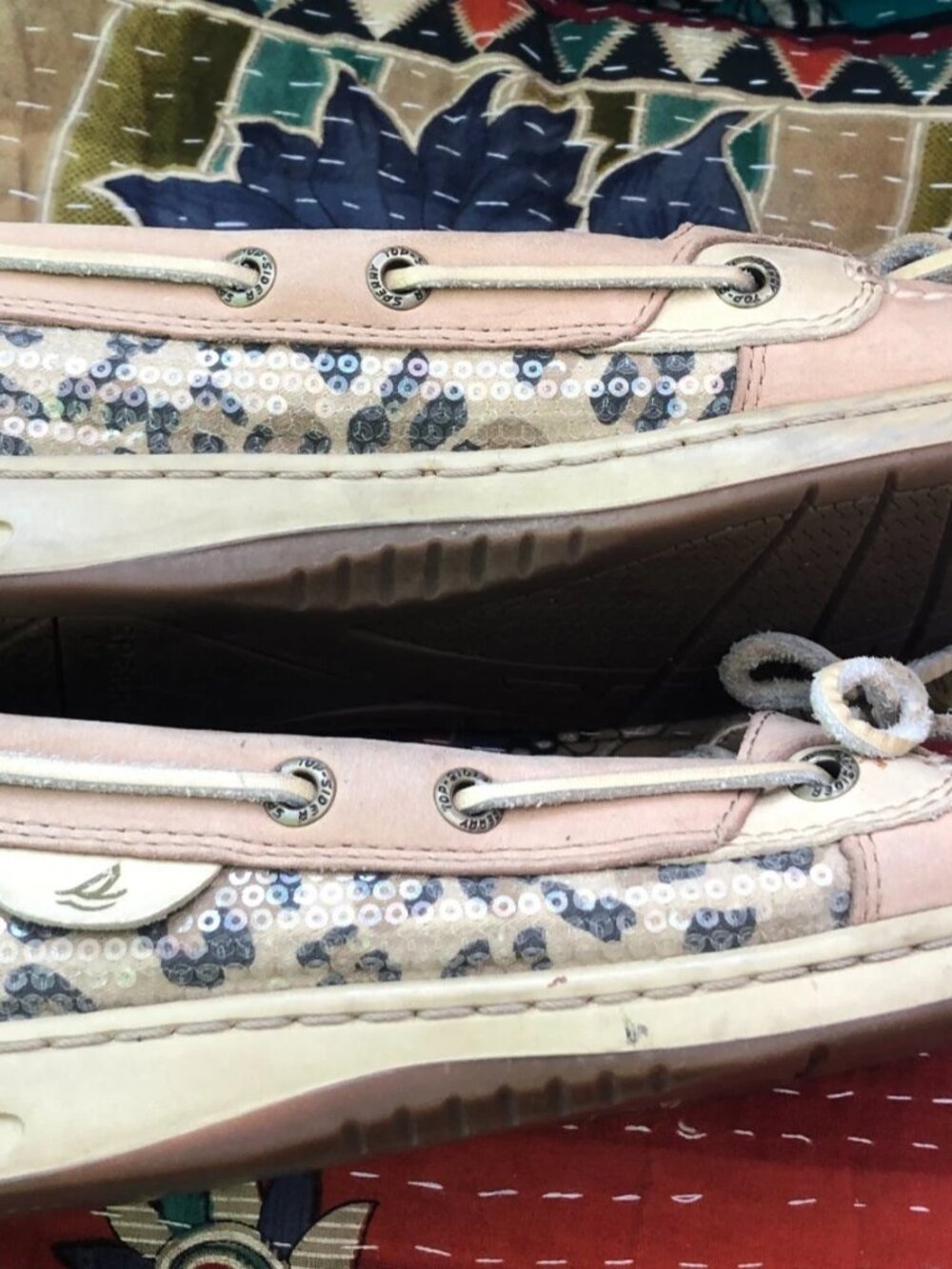 Sperry Top-Sider Angelfish Womens 7M Boat Shoes Loafers Leopard, subtle sequins - Picture 14 of 15